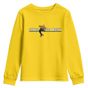 Funny Cinco De Meow Youth Sweatshirt Cute Black Cat Eating Taco TS12 Daisy Print Your Wear