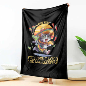 Funny Cinco De Mayo Cat Throw Blanket Just Here For The Tacos And Margaritas TS12 Print Your Wear