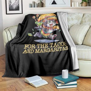 Funny Cinco De Mayo Cat Throw Blanket Just Here For The Tacos And Margaritas TS12 Print Your Wear