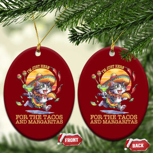 Funny Cinco De Mayo Cat Ceramic Ornament Just Here For The Tacos And Margaritas TS12 Print Your Wear