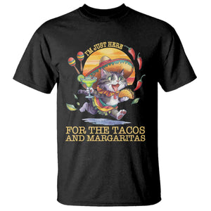 Funny Cinco De Mayo Cat T Shirt Just Here For The Tacos And Margaritas TS12 Black Print Your Wear