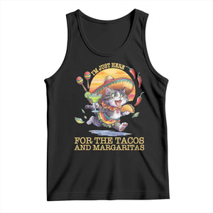 Funny Cinco De Mayo Cat Tank Top Just Here For The Tacos And Margaritas TS12 Black Print Your Wear
