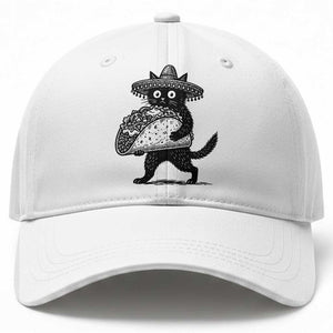 Funny Cinco De Mayo Black Cat With Taco Baseball Cap Mexican Food Gift TS12 Print Your Wear