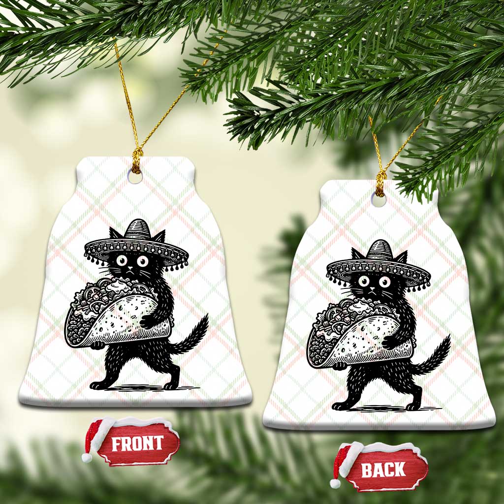 Funny Cinco De Mayo Black Cat With Taco Ceramic Ornament Mexican Food Gift TS12 Print Your Wear