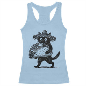Funny Cinco De Mayo Black Cat With Taco Racerback Tank Top Mexican Food Gift TS12 Light Blue Print Your Wear