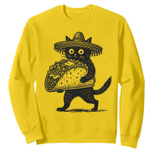 Funny Cinco De Mayo Black Cat With Taco Sweatshirt Mexican Food Gift TS12 Daisy Print Your Wear