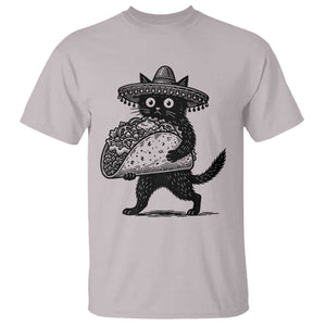 Funny Cinco De Mayo Black Cat With Taco T Shirt Mexican Food Gift TS12 Ice Gray Print Your Wear
