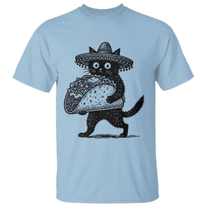 Funny Cinco De Mayo Black Cat With Taco T Shirt Mexican Food Gift TS12 Light Blue Print Your Wear