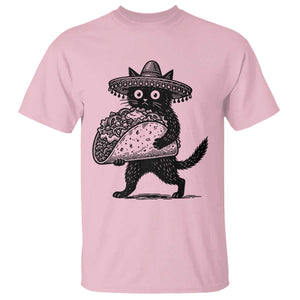 Funny Cinco De Mayo Black Cat With Taco T Shirt Mexican Food Gift TS12 Light Pink Print Your Wear
