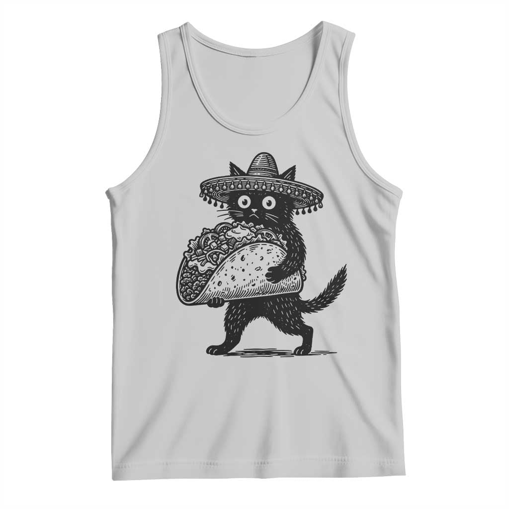 Funny Cinco De Mayo Black Cat With Taco Tank Top Mexican Food Gift TS12 Ash Print Your Wear