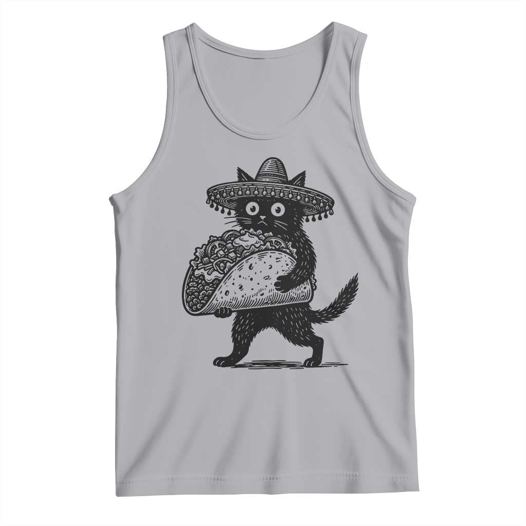 Funny Cinco De Mayo Black Cat With Taco Tank Top Mexican Food Gift TS12 Athletic Heather Print Your Wear