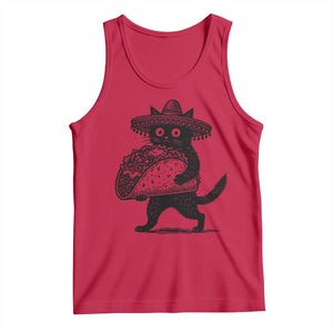 Funny Cinco De Mayo Black Cat With Taco Tank Top Mexican Food Gift TS12 Red Print Your Wear