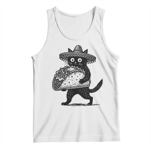 Funny Cinco De Mayo Black Cat With Taco Tank Top Mexican Food Gift TS12 White Print Your Wear