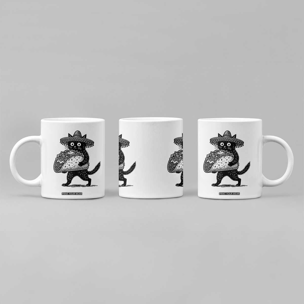 Funny Cinco De Mayo Black Cat With Taco Coffee Mug Mexican Food Gift TS12 Print Your Wear