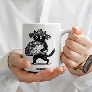 Funny Cinco De Mayo Black Cat With Taco Coffee Mug Mexican Food Gift TS12 Print Your Wear