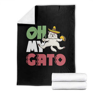Funny Cinco De Mayo Drunk Cat Throw Blanket Oh My Gato TS12 Black Print Your Wear