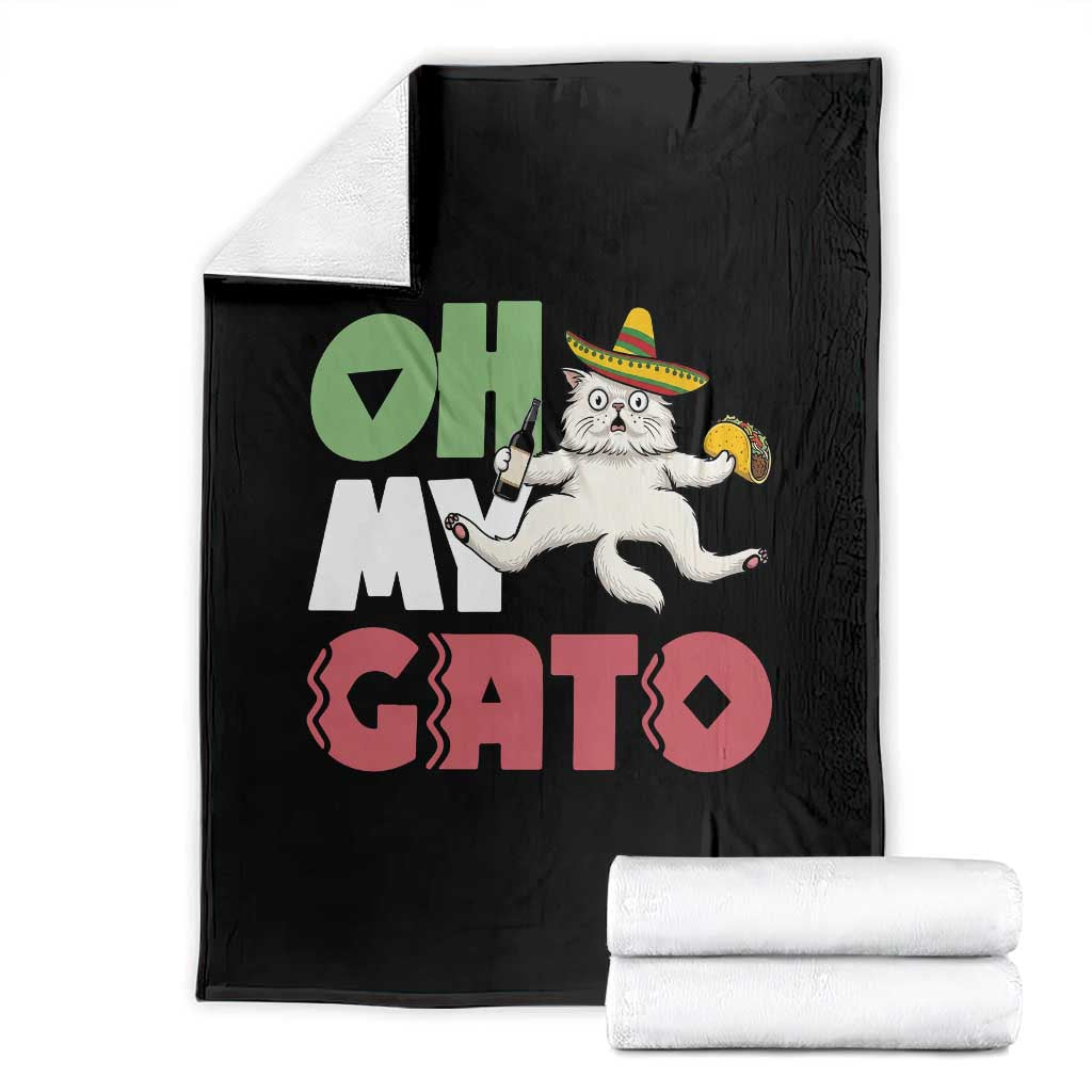 Funny Cinco De Mayo Drunk Cat Throw Blanket Oh My Gato TS12 Black Print Your Wear