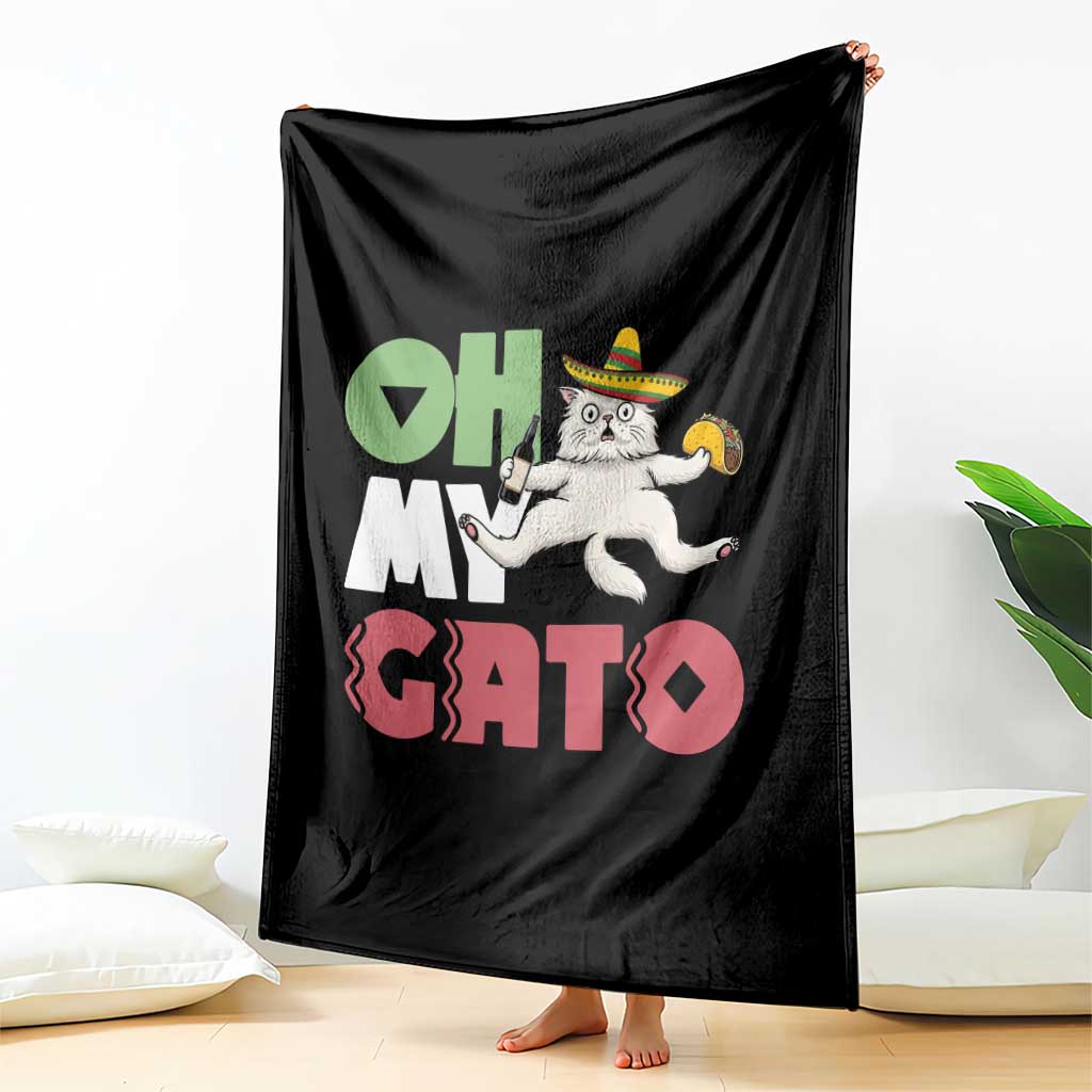 Funny Cinco De Mayo Drunk Cat Throw Blanket Oh My Gato TS12 Print Your Wear