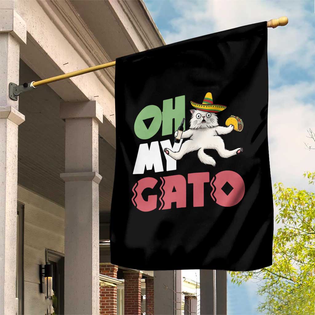 Funny Cinco De Mayo Drunk Cat Garden Flag Oh My Gato TS12 Print Your Wear