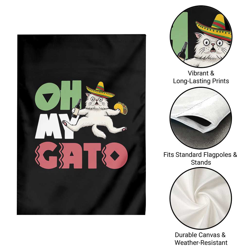 Funny Cinco De Mayo Drunk Cat Garden Flag Oh My Gato TS12 Print Your Wear