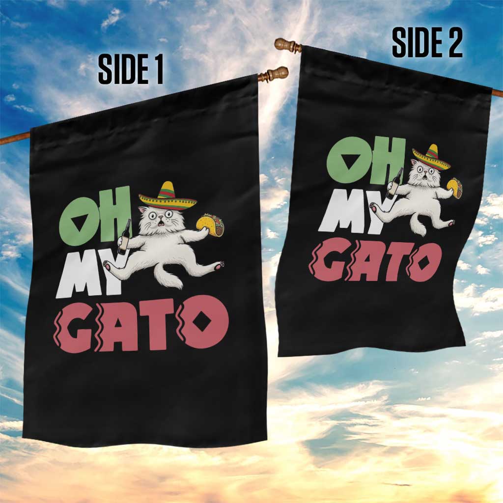 Funny Cinco De Mayo Drunk Cat Garden Flag Oh My Gato TS12 Print Your Wear
