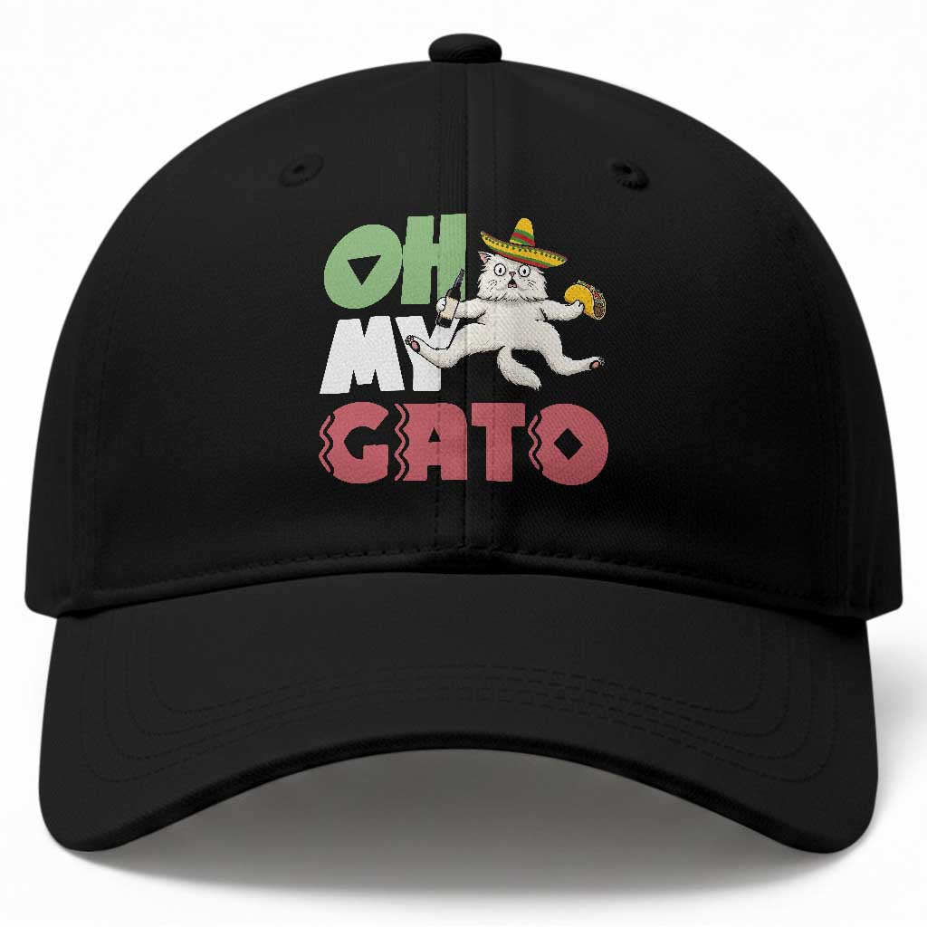 Funny Cinco De Mayo Drunk Cat Baseball Cap Oh My Gato TS12 Print Your Wear