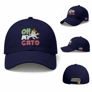 Funny Cinco De Mayo Drunk Cat Baseball Cap Oh My Gato TS12 Baseball Cap Universal Fit Dark Blue Print Your Wear