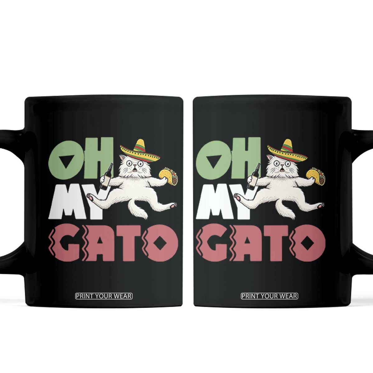 Funny Cinco De Mayo Drunk Cat Coffee Mug Oh My Gato TS12 Black Print Your Wear
