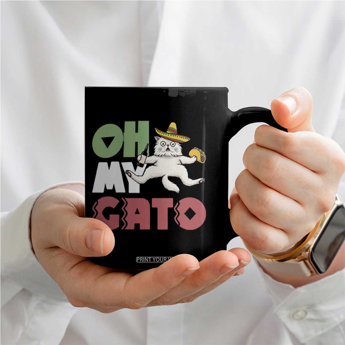 Funny Cinco De Mayo Drunk Cat Coffee Mug Oh My Gato TS12 Print Your Wear
