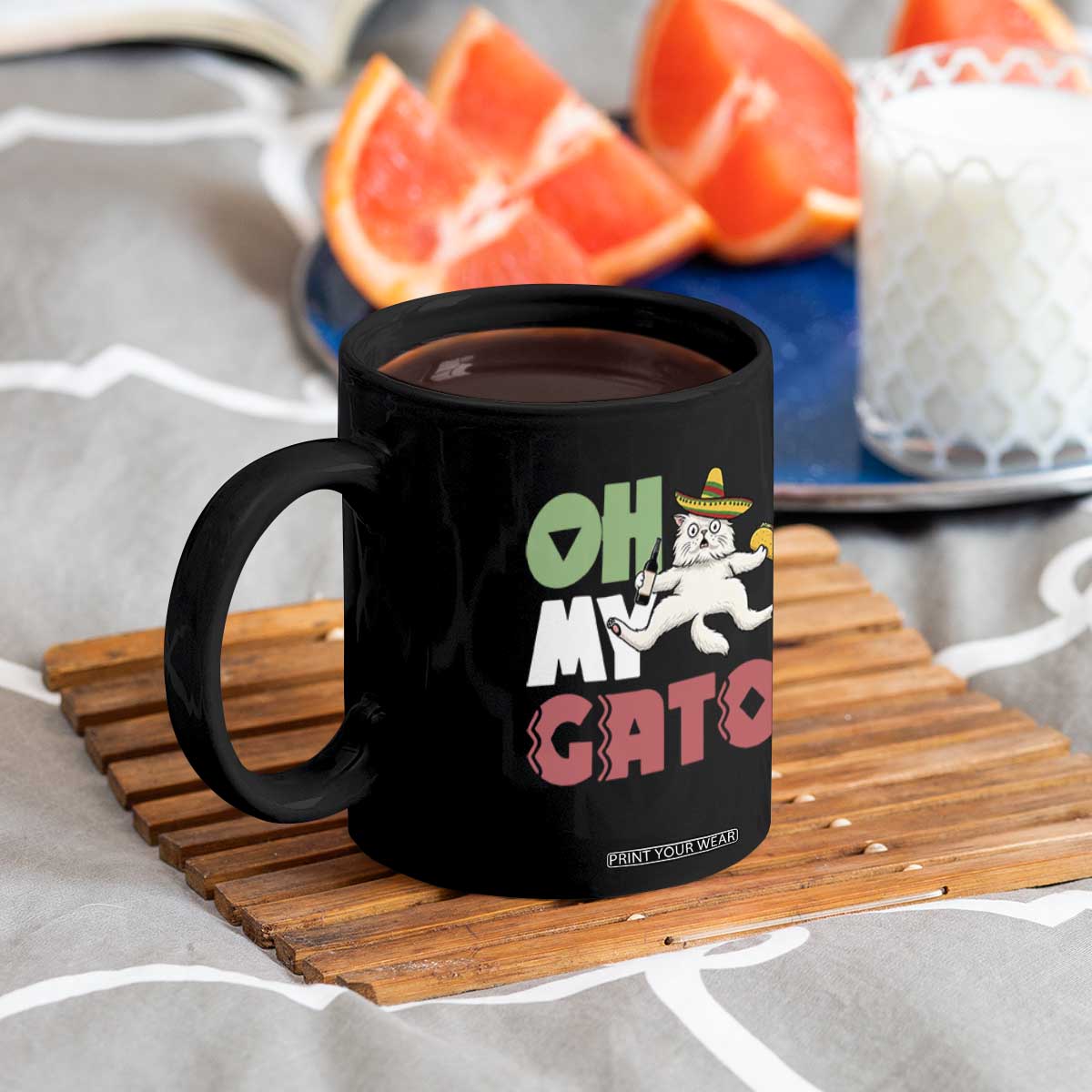 Funny Cinco De Mayo Drunk Cat Coffee Mug Oh My Gato TS12 Print Your Wear