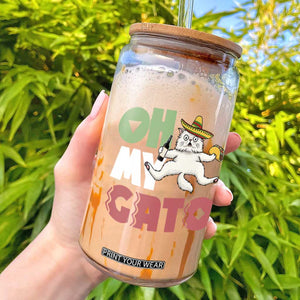 Funny Cinco De Mayo Drunk Cat Glass Can Oh My Gato TS12 Black Print Your Wear