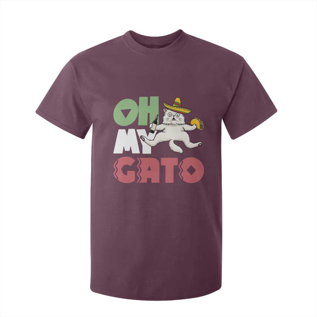 Funny Cinco De Mayo Drunk Cat T Shirt For Kid Oh My Gato TS12 Maroon Print Your Wear