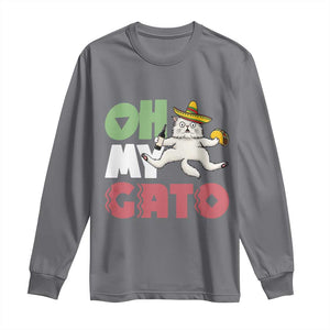 Funny Cinco De Mayo Drunk Cat Long Sleeve Shirt Oh My Gato TS12 Charcoal Print Your Wear