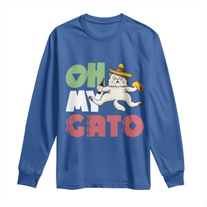 Funny Cinco De Mayo Drunk Cat Long Sleeve Shirt Oh My Gato TS12 Royal Blue Print Your Wear