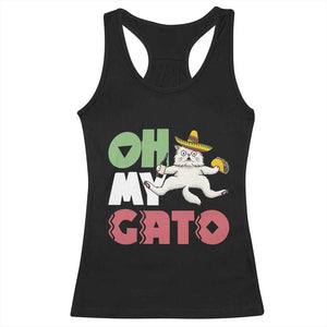 Funny Cinco De Mayo Drunk Cat Racerback Tank Top Oh My Gato TS12 Black Print Your Wear