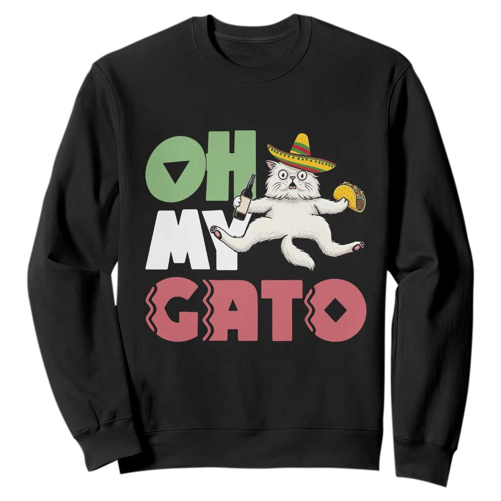 Funny Cinco De Mayo Drunk Cat Sweatshirt Oh My Gato TS12 Black Print Your Wear