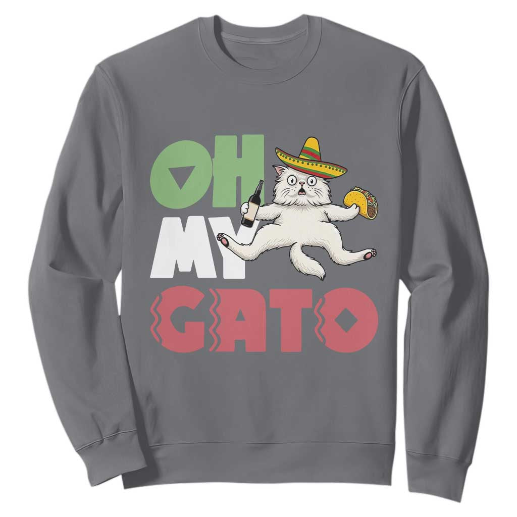 Funny Cinco De Mayo Drunk Cat Sweatshirt Oh My Gato TS12 Charcoal Print Your Wear