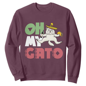Funny Cinco De Mayo Drunk Cat Sweatshirt Oh My Gato TS12 Maroon Print Your Wear
