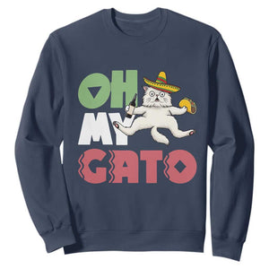 Funny Cinco De Mayo Drunk Cat Sweatshirt Oh My Gato TS12 Navy Print Your Wear