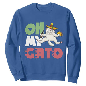 Funny Cinco De Mayo Drunk Cat Sweatshirt Oh My Gato TS12 Royal Blue Print Your Wear