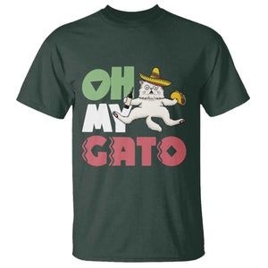 Funny Cinco De Mayo Drunk Cat T Shirt Oh My Gato TS12 Dark Forest Green Print Your Wear