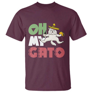 Funny Cinco De Mayo Drunk Cat T Shirt Oh My Gato TS12 Maroon Print Your Wear