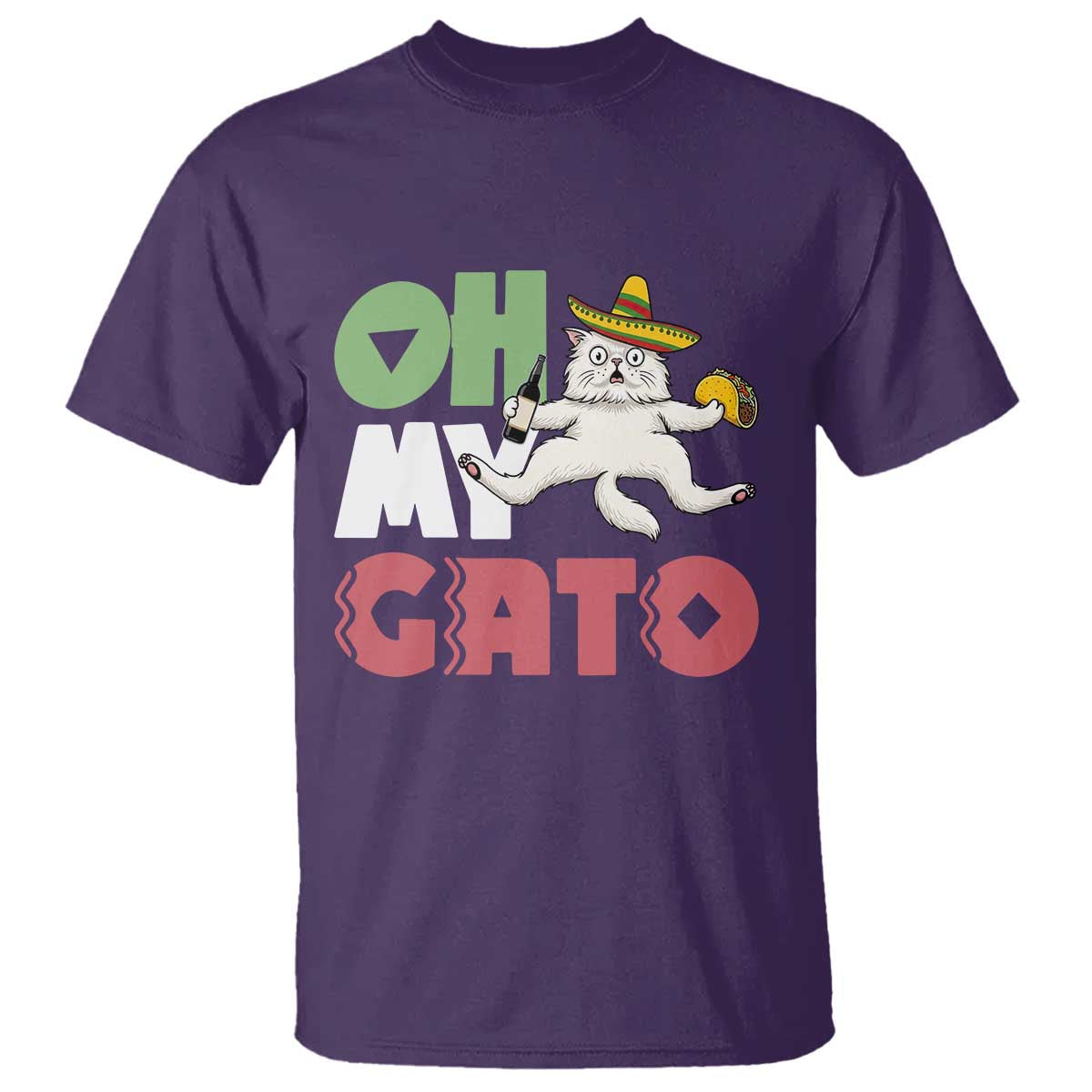 Funny Cinco De Mayo Drunk Cat T Shirt Oh My Gato TS12 Purple Print Your Wear