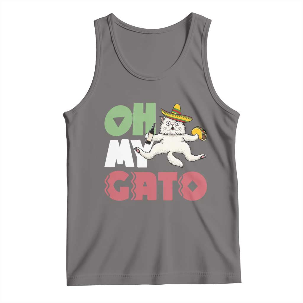 Funny Cinco De Mayo Drunk Cat Tank Top Oh My Gato TS12 Deep Heather Print Your Wear