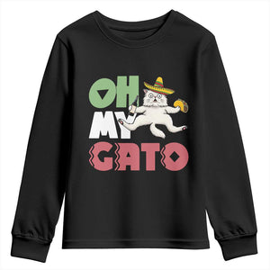 Funny Cinco De Mayo Drunk Cat Youth Sweatshirt Oh My Gato TS12 Black Print Your Wear