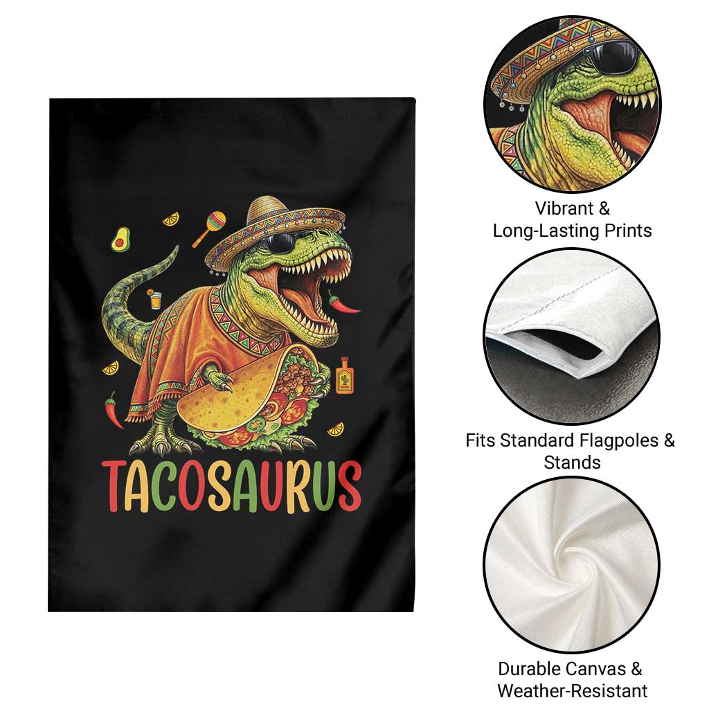 Cinco De Mayo Tacosaurus Garden Flag Funny Dinosaur Taco Lover Gift TS12 Print Your Wear