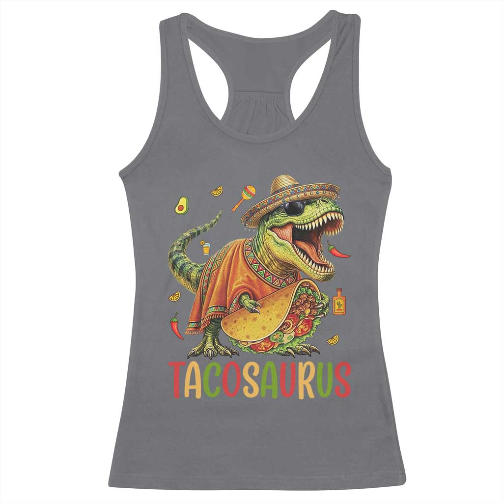 Cinco De Mayo Tacosaurus Racerback Tank Top Funny Dinosaur Taco Lover Gift TS12 Charcoal Print Your Wear