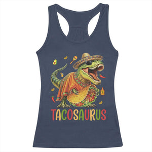 Cinco De Mayo Tacosaurus Racerback Tank Top Funny Dinosaur Taco Lover Gift TS12 Navy Print Your Wear