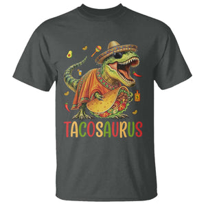 Cinco De Mayo Tacosaurus T Shirt Funny Dinosaur Taco Lover Gift TS12 Dark Heather Print Your Wear