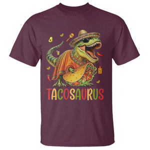 Cinco De Mayo Tacosaurus T Shirt Funny Dinosaur Taco Lover Gift TS12 Maroon Print Your Wear